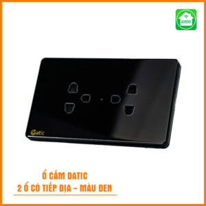 [Ổ Cắm Datic] 2 Ổ Có Tiếp Địa Màu Đen