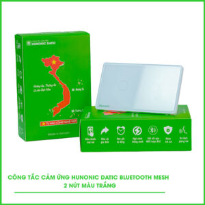 Công Tắc Cảm Ứng 2 Nút Bluetooth Mesh Hunonic Datic Màu Trắng