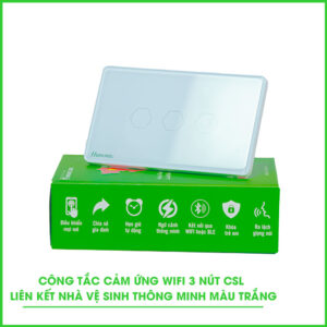 Công Tắc Wifi 3 Nút Liên Kết Nhà Vệ Sinh Thông Minh Màu Trắng