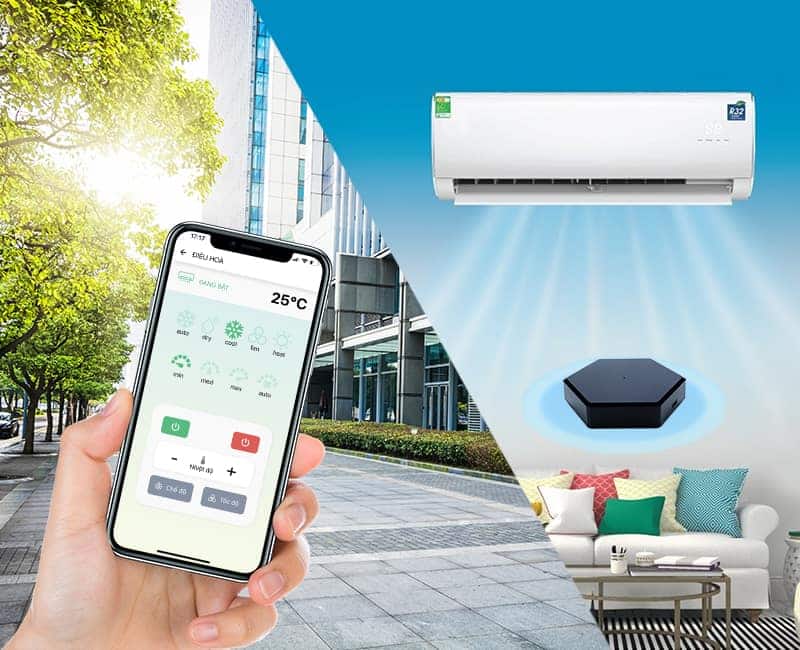 Bộ điều khiển hồng ngoại wifi Hunonic IR Smart, điều khiển Tivi, Điều Hoà qua điện thoại 11 dktu xa 800x650 min
