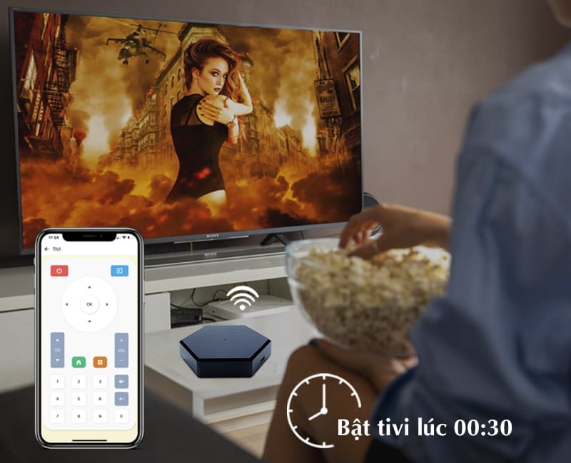 Bộ điều khiển hồng ngoại wifi Hunonic IR Smart, điều khiển Tivi, Điều Hoà qua điện thoại 12 hen gio 800x650 min