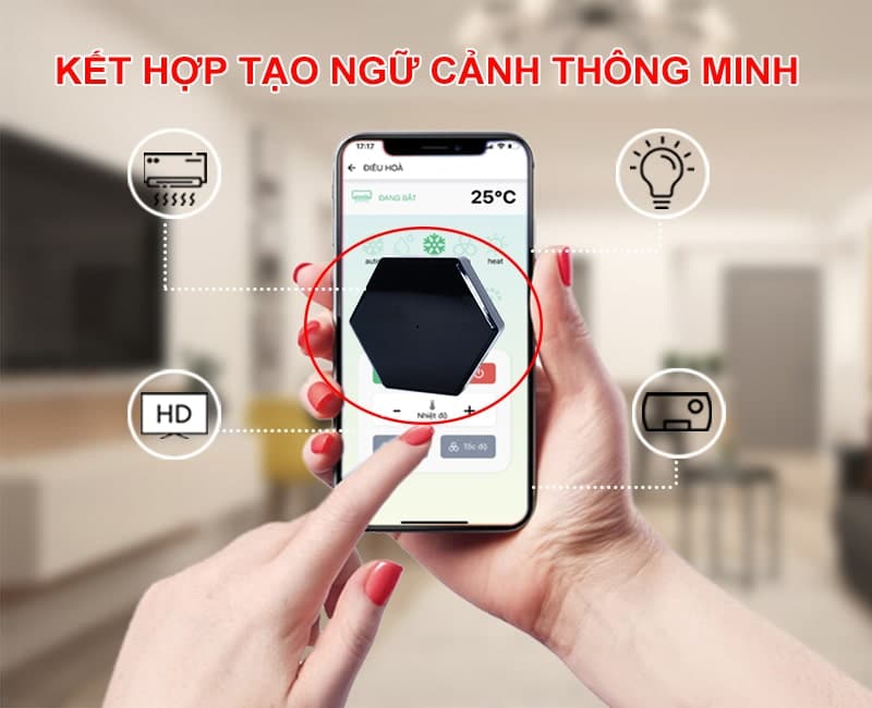 Bộ điều khiển hồng ngoại wifi Hunonic IR Smart, điều khiển Tivi, Điều Hoà qua điện thoại 14 tao ngu canh 800x650 min