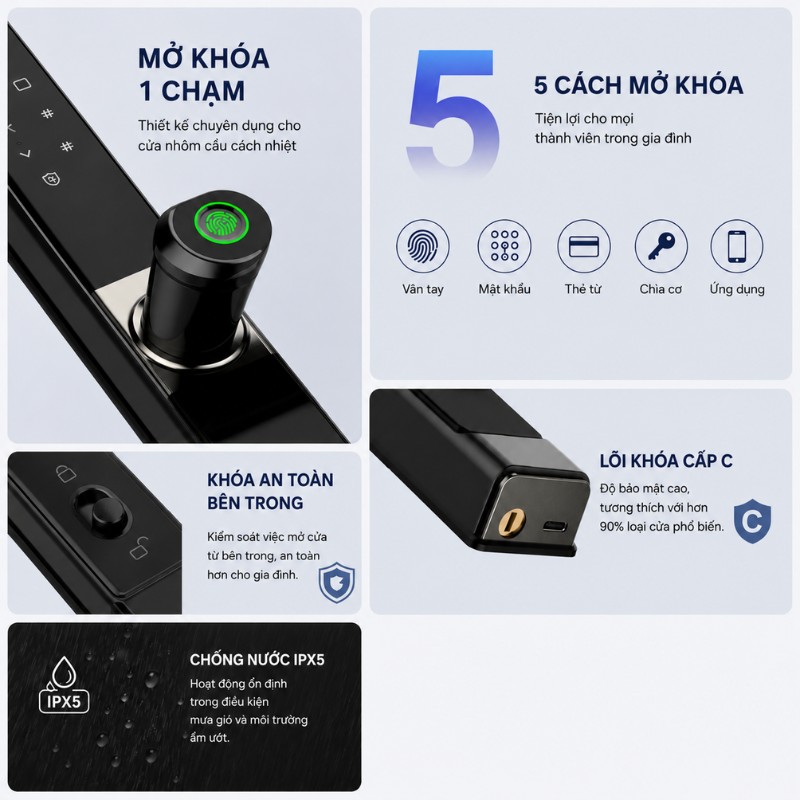 Khoá thông minh cửa nhôm TDL 36 21 5 cach mo khoa thong minh tdl