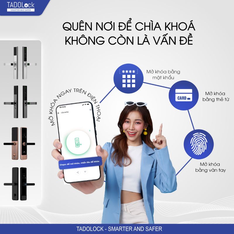 KHÓA THÔNG MINH TADOLock Cửa gỗ (Vàng hồng cổ điển) 23 tinh nang smartlock